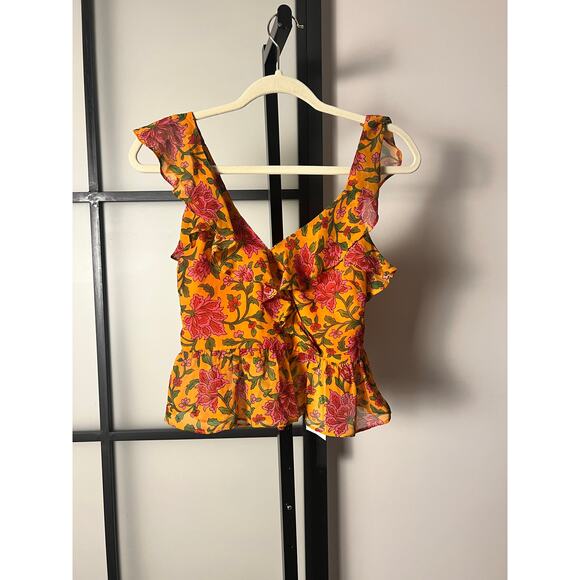 NWT VERONICA BEARD Randa Ruffled Floral Silk Top Size 00 - Picture 1 of 7